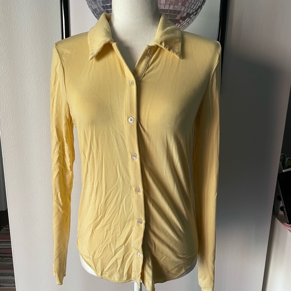 Yellow Button Down Blouse - image 1